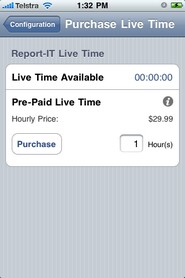 Live time hourly purchase screen