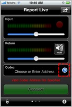report live -  home screen Codec highlighted