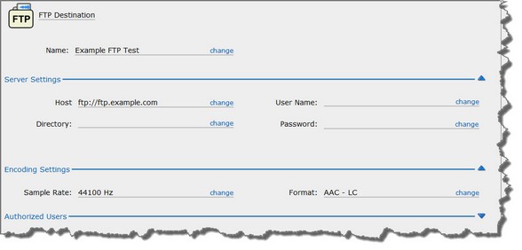 Share - Server settings displayed